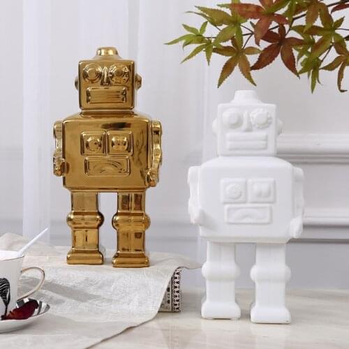 European type simple gold ceramic robot handicraft ornaments childrens model house modern decoration