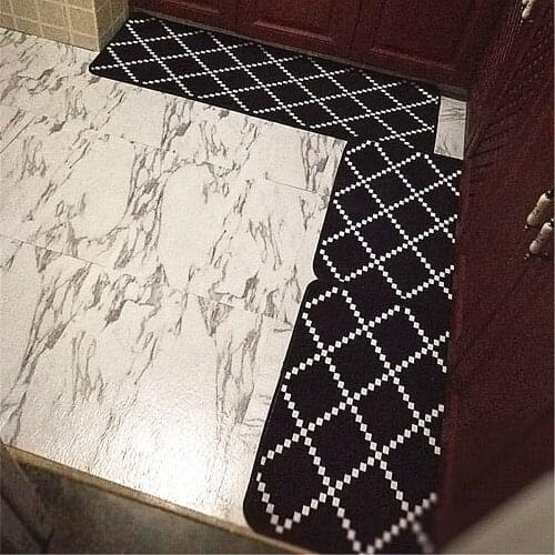 RAYUAN Nordic Style Black and White Grid Kitchen Floor Mats Door Mat Long Carpets Anti-slip Doormat Rug Multi Size