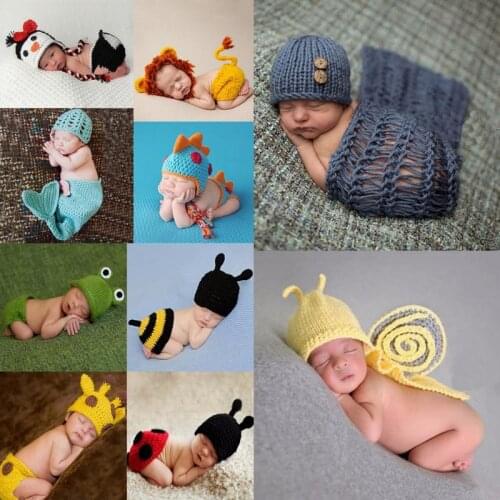 Newborn Photography Props Baby Animals Photo Accessories Girl Boy Knitted Headband Infantil Costumes Commemorate