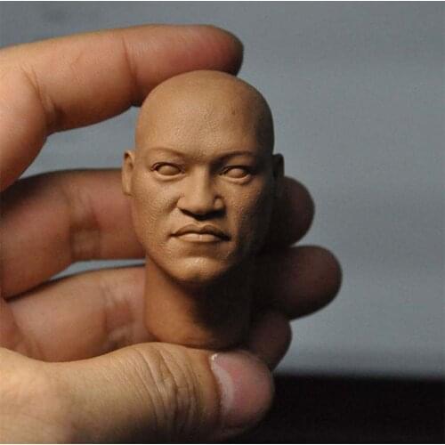 DIY Unpainted 1/6 Laurence Fishburne Head Sculpt Model PVC Male Soldier Head Carving Fit 12'' Action Figure