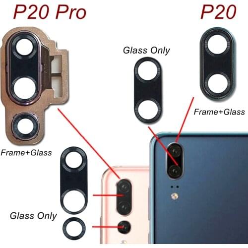 Rear Back Camera Lens Glass For Huawei P20 Lite P20 Pro Camera Lens Glass With Frame Holder Bezel Ring Cover Adhesive Replace