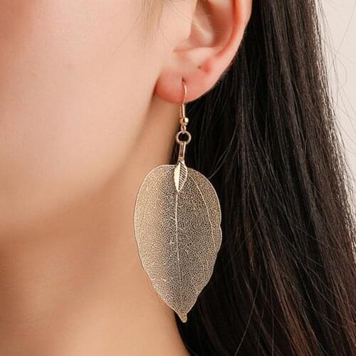 Vintage Party Hollow Leaf Drop Dangle Women Statement Hook Earrings Jewelry New