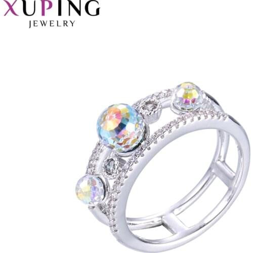 Xuping Jewelry Classical Fashion Colorful Crystals Ring for Women Simplicity Gift 15182