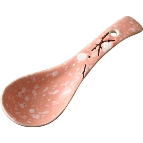 Japanese Hand Painted Plum Blossom Underglaze Ceramic Tableware Household Creative Food Spoon Spoon Spoon Spoon Spoon