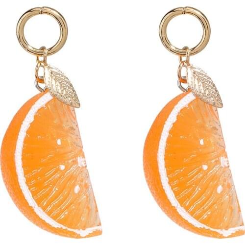 Lovely Orange Food Earrings Unique Design Cute 3D Orange Fresh Fruit Sweet Earrings Dangle Drop Funny Party Girl Summer Jewelry