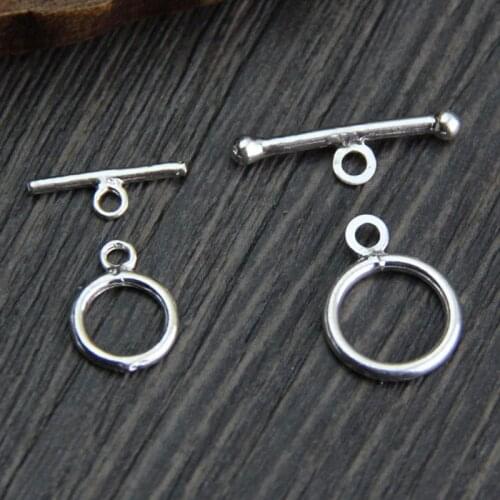 1 set 925 Sterling Silver Simple Bracelet OT Clasps Hooks 8mm 10mm Metal Toggle Clasp Connectors DIY Jewelry Making Findings