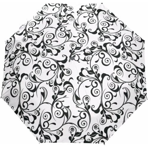 Umbrella Rain Women Full Automatic White Black Floral Guarda Chuva Chinese 3 Folding Anti UV Sun Umbrella sombrilla Playa