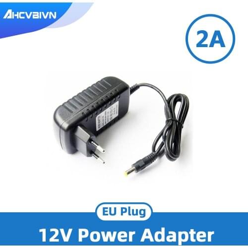 1PCS 12V2A AC 100V-240V Converter Adapter DC 12V 2A 2000mA Power Supply EU Plug 5.5mm x 2.1-2.5mm for LED CCTV