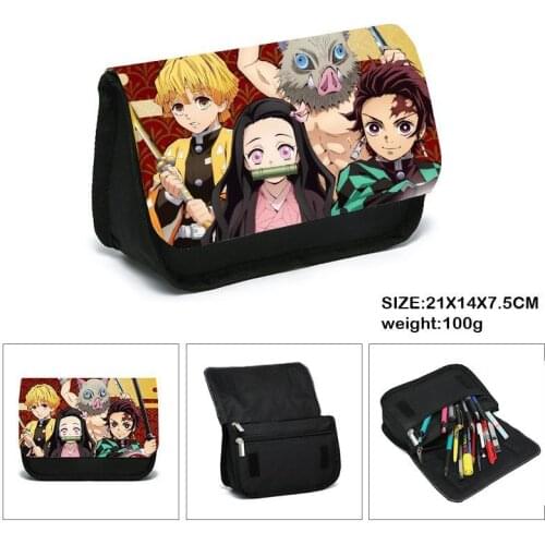 1Pcs Anime Demon Slayer Kimetsu No Yaiba cartoon Pencil Case Zipper Pen Stationery Bag Catoon Pencil Box school supplies
