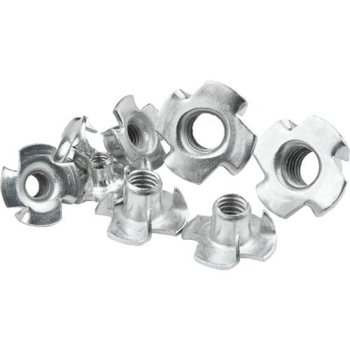 10pcs/20pcs/50pcs Zinc Plated Four Claws Nut Speaker T-nut Blind Pronged Tee Furniture Hardware M3 M4 M5 M6 M8 M10