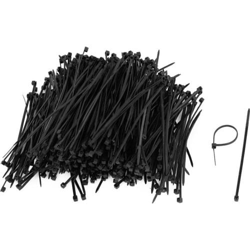 1000pcs Nylon Fastener Packaging Electrical Cable Tie Black 10cm Long