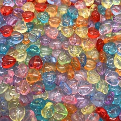 30pcs10mm Acrylic Transparent peach heart beads DIY Handmade Beaded Jewelry Loose Beads Bracelet Accessories