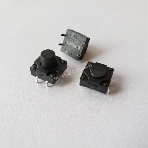 80pcs micro Switch 12*12*6/7/8/8.5/10/12mm 4 pin Waterproof black touch switch button reset vertical legs copper foot