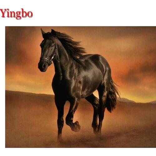 Diy Diamond Painting Black Horse Animal Cross Stitch Kit Diamond Embroidery 5D Decoration Full Square Round Drill Handmade Decor
