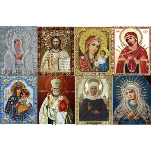 DIY Diamond Painting Religion Icon of Leader Cross Stitch Art 3D Full Round Embroidery Painting Decor Mosaic Wall Home Decorate