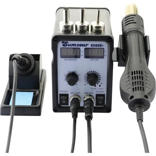 8586D+ Anti-Static Hot Air Gun Soldering Station Dual Digital Display Temperature Control Desoldering Station Repair Tool