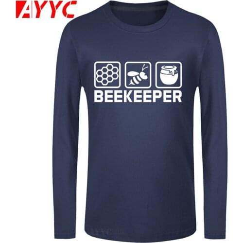 AYYC long sleeve tee Beekeeper Idea Funny Tee T Shirt Men Short Sleeve Printed Cotton Cartoon Beekeeping Honeybee T-shirt Tops