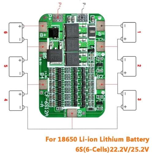 BMS 6S 15A 24V PCB Protection Board For 6 Pack 18650 Li-ion Lithium Battery Cell Module DIY Kit One Piece