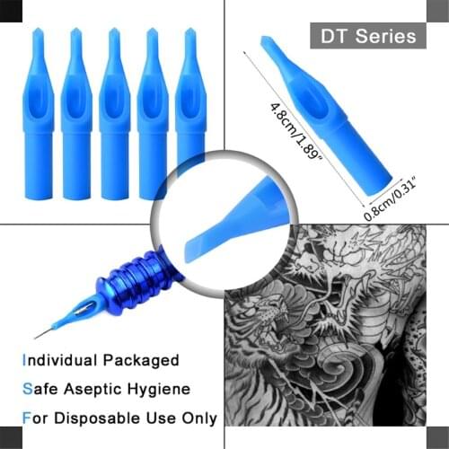 M4YA Commonly Used Tattoo Tools 100Pcs Disposable Tattoo Nozzle for Tattoo Artist Clear Blue Eyebrow Tattoo Needle