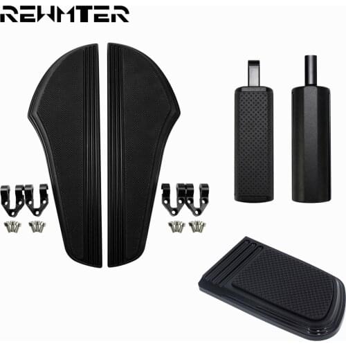 CNC Black F+R Driver Floorboards Passenger Footpegs Brake Pedal Cover For Harley Touring FLHT Dyna Electra Glide Switchback FLD