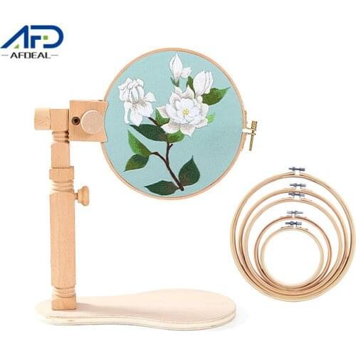 Wood Embroidery Stand Hoop Cross Stitch Rack Frame Adjustable Desktop Frames DIY Sewing Tool for Adults Mother Gifts
