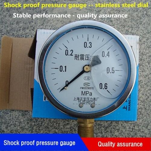Dial diameter 60 / 100mm pressure 1MPa shockproof pressure gauge 10kg oil pressure gauge hot sale free shipping