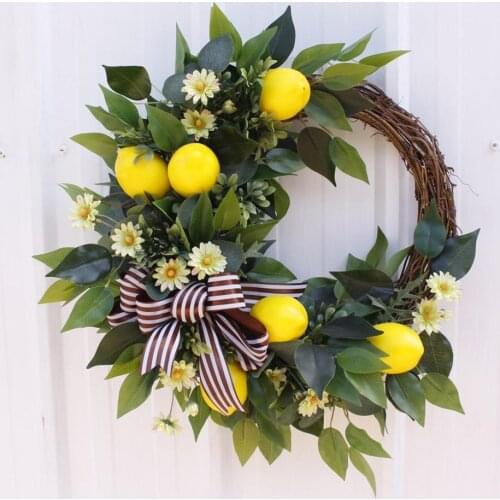 Artificial Lemon Wreath for Garland Hanging Ornament Flower Door Decoration