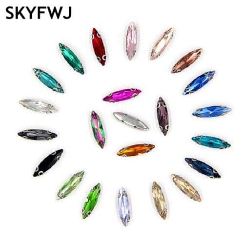4x15mm 50pcs D shape claw sew on stones,flatback loose rhinestones with 4holes diy clothing accessories
