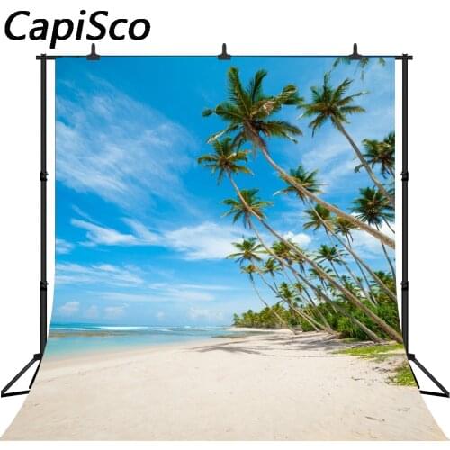 Capisco seaside Photo background Coconut tree island summer beach vacation photography backdrops vinyl for Photo Studio