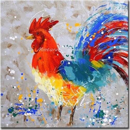 Mintura Painting for Living Room Strong Big Cock Wall Art Oil Paintings Animal Pictures Art Hand Painted Decoration No Framed