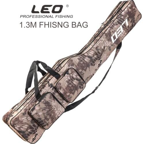 LEO Two Layer 130cm Fishing Rod Reel Bag Fishing Tackle Carry Case Carrier Travel Bag Storage Bag Organizer Fishing Cover Bag