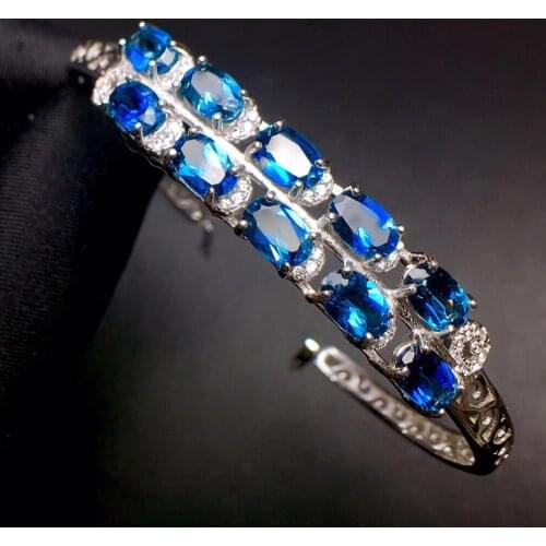 Best Valentines Day Present Top Quality 100% Natural and Real Topaz Bangle 925 sterling silver Fashion Topaz Bangle