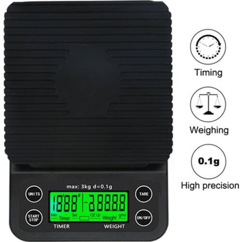 3kg/0.1g Multi-function Drip Coffee Scale With Timer Digital Kitchen Coffee Scale High Precision LCD Electronic Scales 40%off