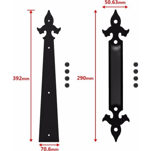 LWZH Decorative Carriage House Garage Handle Hinge Accent Set Sliding Barn Door Hardware Kit Arrow Style 2 Handles 4 Hinges