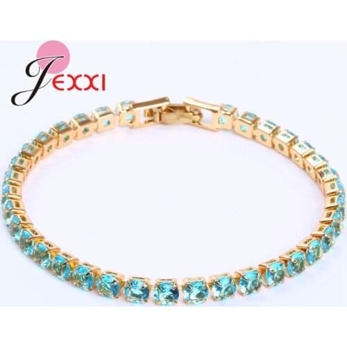 New Fashion Rhinestone Natural Colorful Cubic Zircon 925 Sterling Silver Bracelets Bangles For Woman Wedding/Engagement Party
