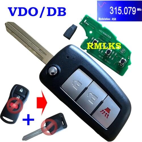 New 3 Button Car Keyless Entry Remote Flip Key Fob Folding For Nissan KBRASTU15 315Mhz ID46 Chip