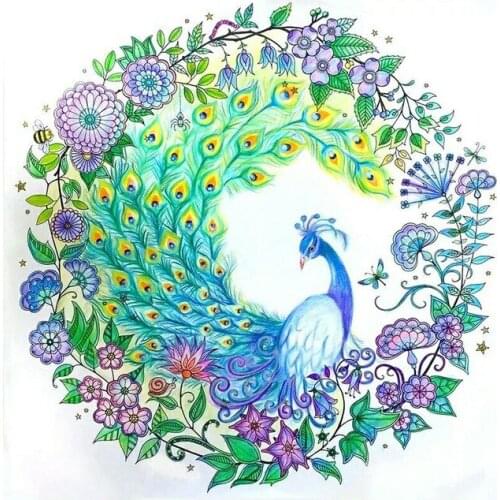 New 3d DIY Diamond Painting round Corss Stitch Colorful Rhinestones Embroidery Fabric Mosaic Handicraft Cartoon Peacock Draw