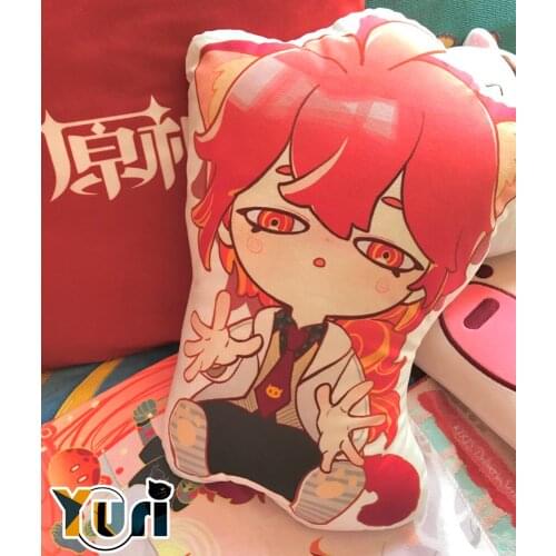 Limit Genshin Impact Diluc Ragnvindr Plush Cat Doll 2-Sideds Pillow Soft Cushion Toy Gift C