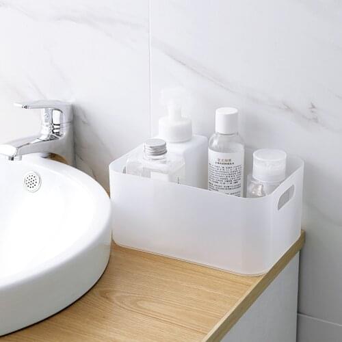 Home Office Organizer Desktop Storage Box Transparent Frosting Bathroom Organizador Stationery Arrange Rangement