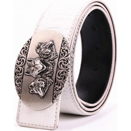 Wolf Belt Buckle Mens Belt Luxury Mens Belt Alligator Leather Denim Jeans Belt Free Shipping