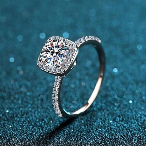 Luxury 925 Silver Carat Excellent Cut D Color Pass Diamond Test Mossanite Party Ring