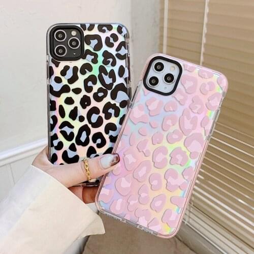 Luxury Leopard Print Silicon Bumper Case For iphone 12 Mini 11 Pro Max XS XR 7 8 Plus X Fashion Laser Paper Cases iphone12 Cover