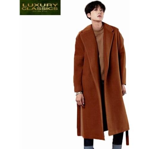 Woolen 2021 New Winter long Woolen men Loose casual thick overcoat mens Windbreaker trench coat Jackets Plus size LX1325