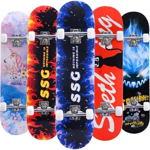 80*20*10cm Skateboard Double Tilt Maple Leaf Skateboard Longboard Pulley Foradults Children and Teenagers Outdoor Sports