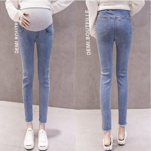 Skinny Ninth Pants Maternity Jeans For Pregnant Women Clothes Ladies Stretch Denim Pencil Pants Trousers Pregnancy Jeans Spring