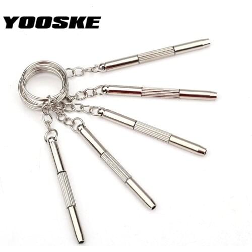 YOOSKE 5Pcs Portable 3 in 1 Eyeglass Screwdriver Aluminum Steel Precise Sunglasses Watch Repair Tools Screwdriver With Keychain