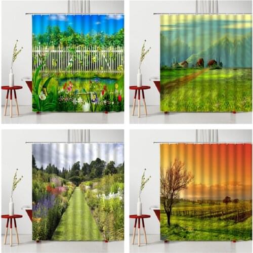 Rural Scenery Shower Curtain Set Curtains In Rooms And Halls 100% Waterproof Polyester Fabric Modern Bedroom Curtains