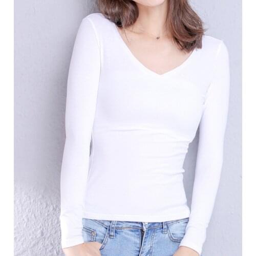 Women T shirts 2021 Autumn Casual Basic O-neck Cotton Full Sleeve Stretch Fashion Solid Women Undershirt Ladies Pullover Leisure