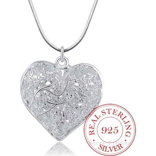 New Hollow Out Flower Heart Tree Of Life Pendant Necklace For Women 925 Serling Silver Fine Jewelry Pendants Necklace Collier