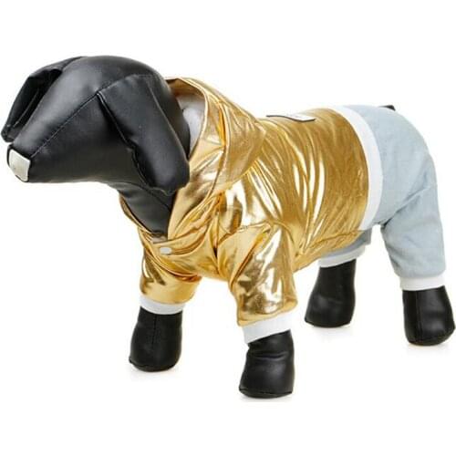 Winter Dog Cat Padded Jacket Pet Metal Style Thicken Hooded Jumpsuit Clothes for Small Large Dogs Cats XS S M L XL Pet Supplies